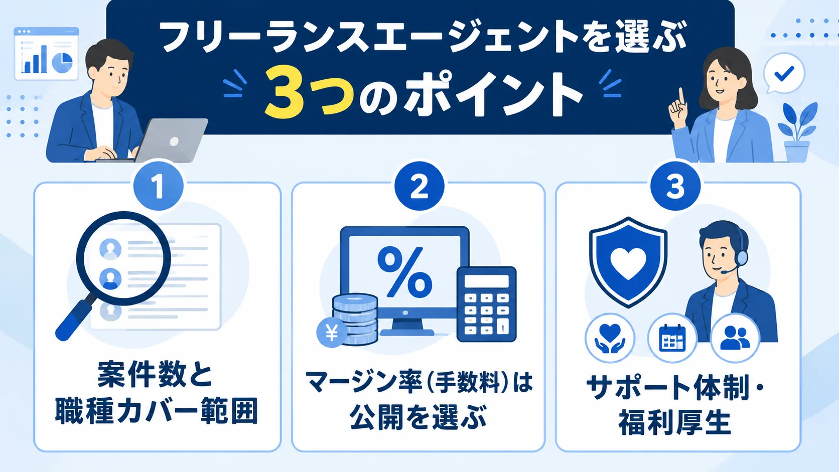 フリーランスエージェントの選び方3つのポイント