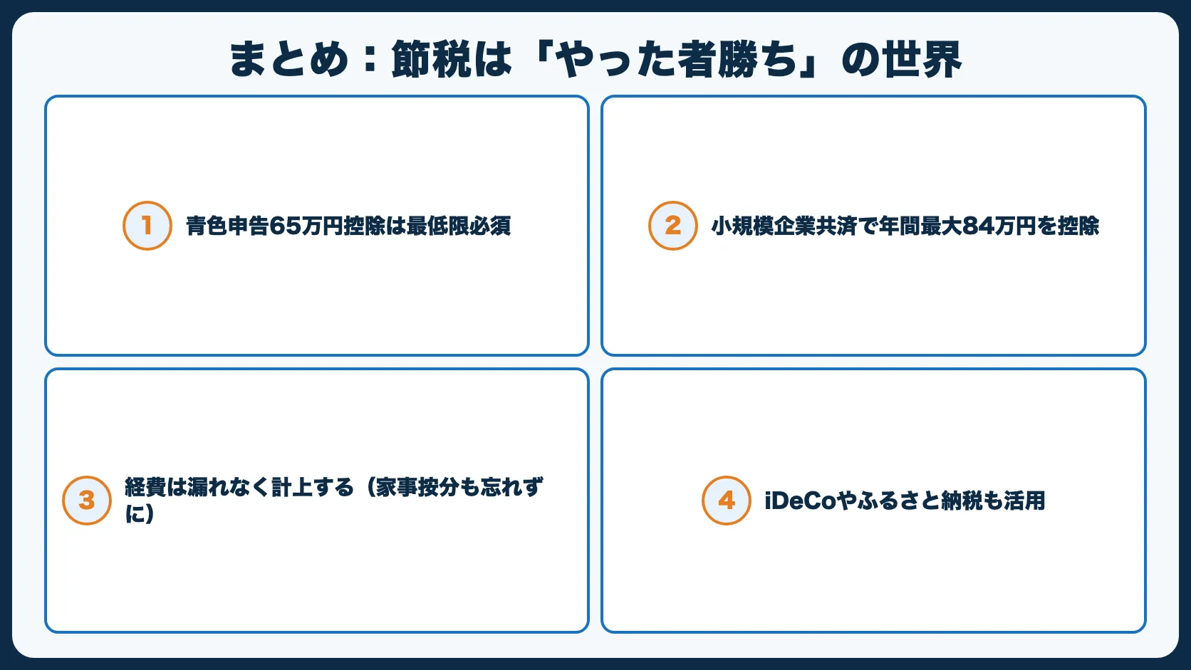 まとめ：節税は「やった者勝ち」の世界