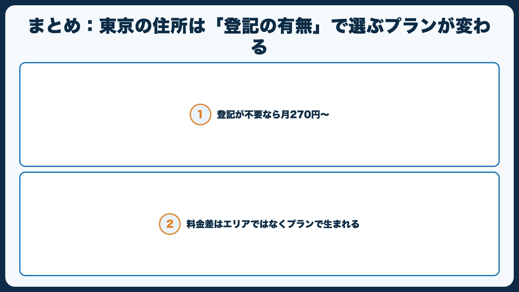まとめ：東京の住所は「登記の有無」で選ぶプランが変わる